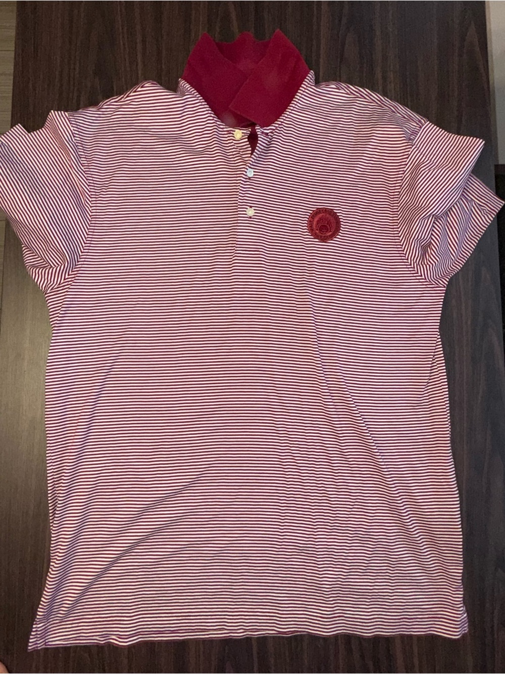 Oxford Golf Walt Disney Striped Polo Shirt Red White Men's L Short Sleeve